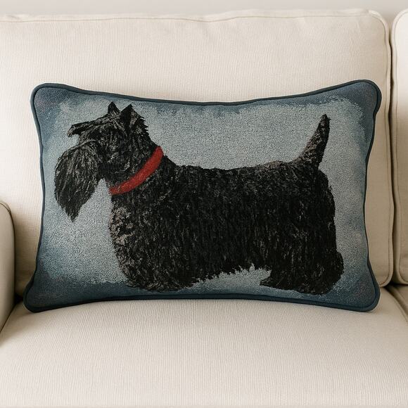 Vintage Scottie Scottish Terrier Tapestry Pillow Signed Linda Picken 15.5x11” - Picture 2 of 16